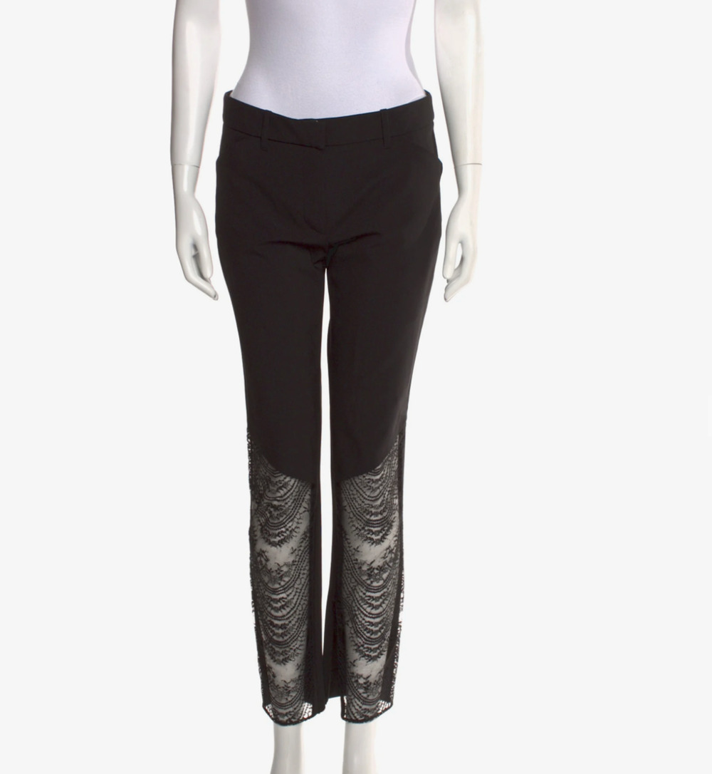 Barbara Bui Paris Luxury Black Wool Lace Gothic Mid Rise Punk Pants – NWT